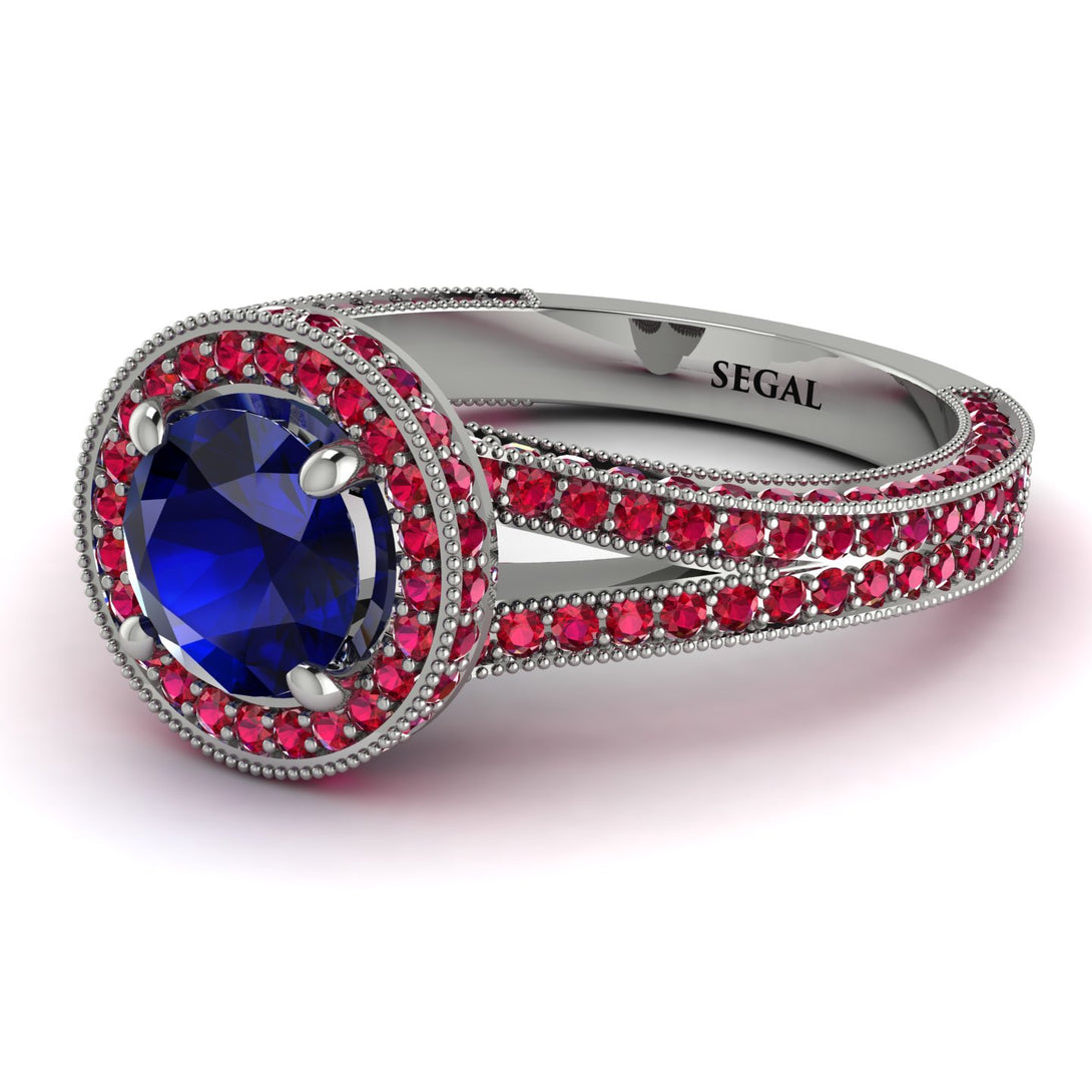 Milgrain Round Sapphire Engagement Ring - Payton No. 60