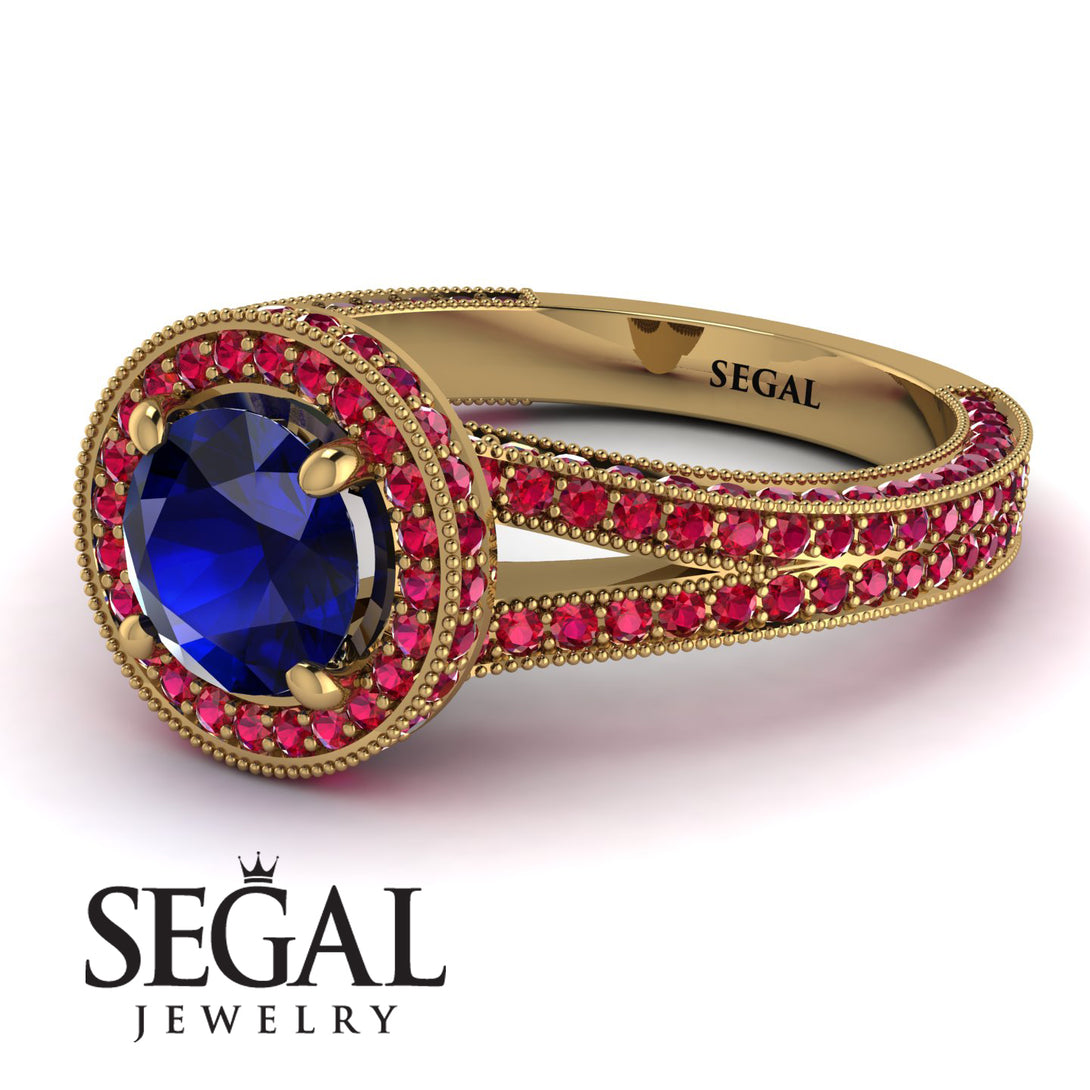 Milgrain Round Sapphire Engagement Ring - Payton No. 58