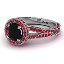 Milgrain Round Black Diamond Engagement Ring - Payton No. 54 image 1