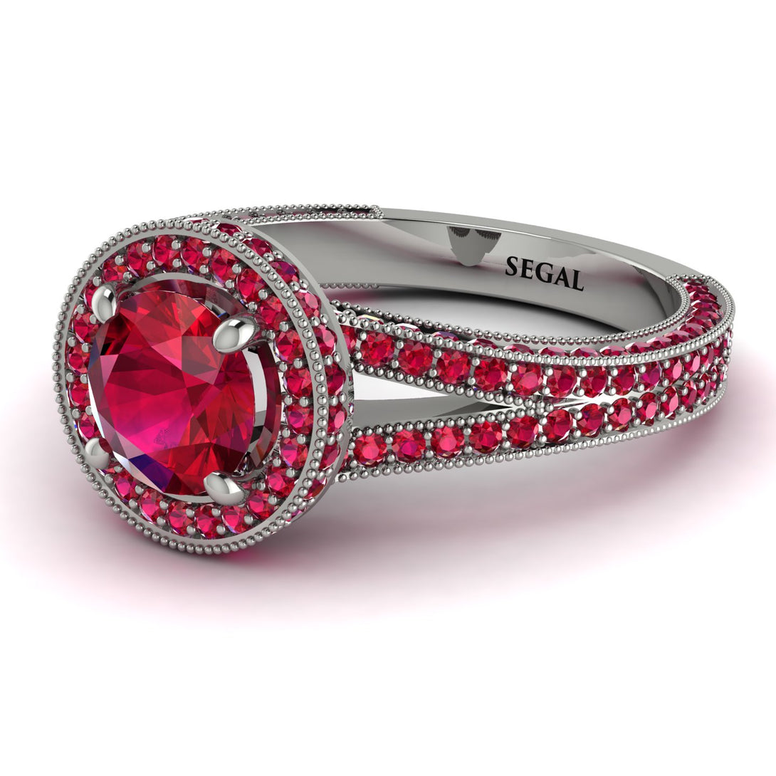 Milgrain Round Ruby Engagement Ring - Payton No. 57