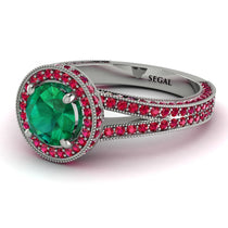 Milgrain Round Emerald Engagement Ring - Payton No. 51 image 1