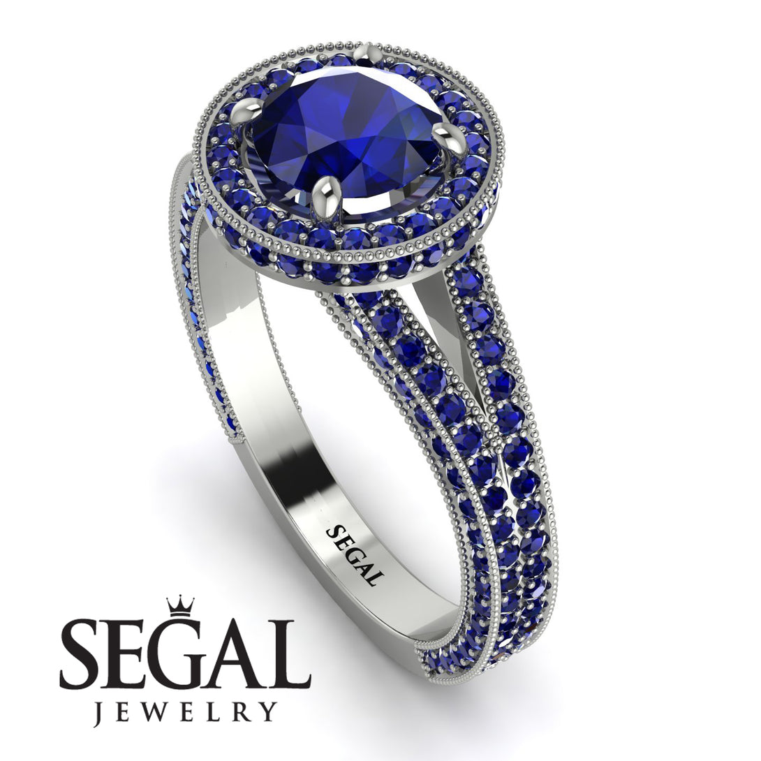 Milgrain Round Sapphire Engagement Ring - Payton No. 75