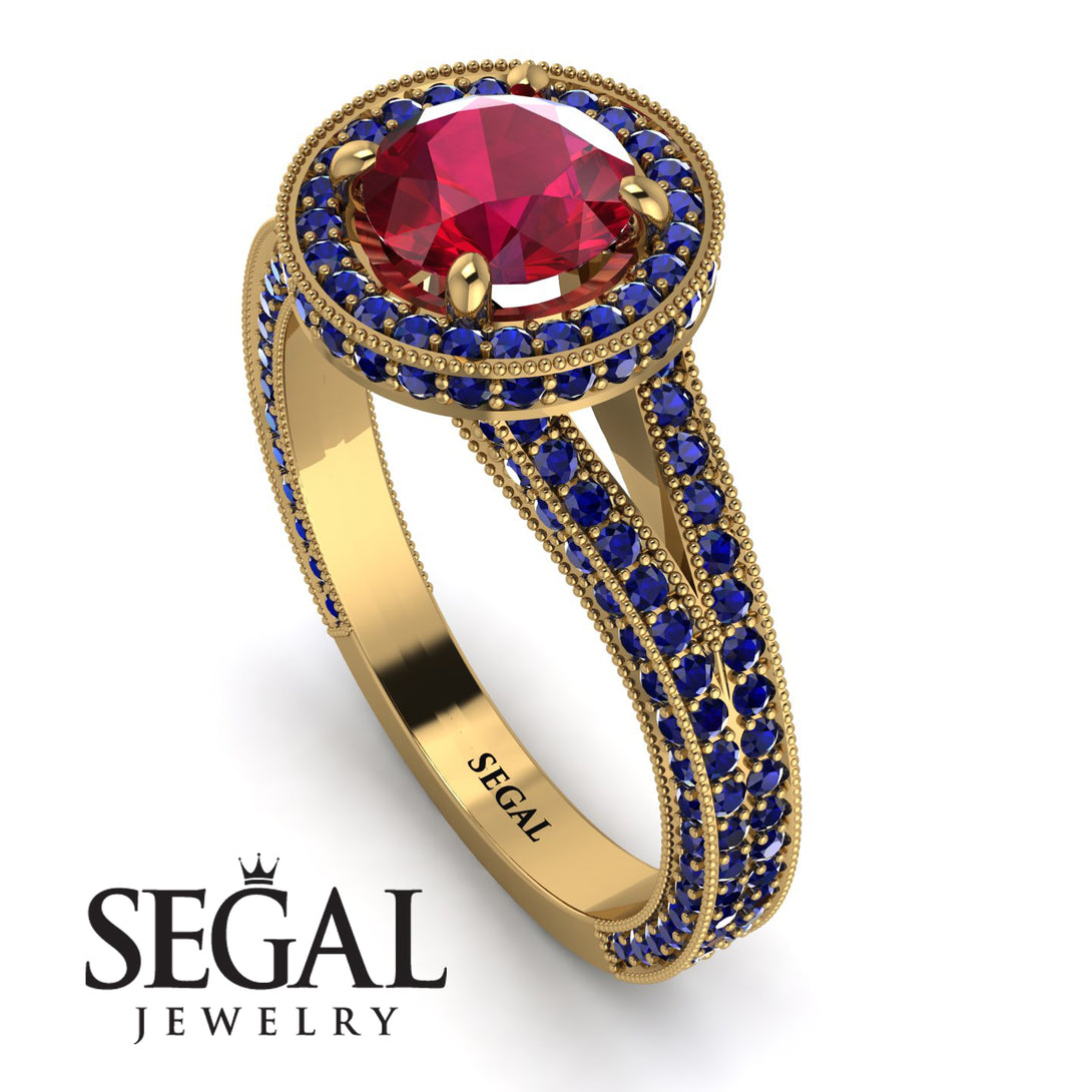 Milgrain Round Sapphire Engagement Ring - Payton No. 70