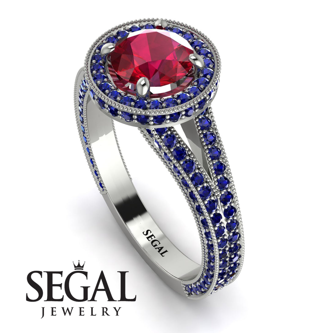 Milgrain Round Ruby Engagement Ring - Payton No. 72