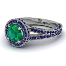 Milgrain Round Emerald Engagement Ring - Payton No. 66 image 1