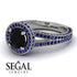 Milgrain Round Black Diamond Engagement Ring - Payton No. 69
