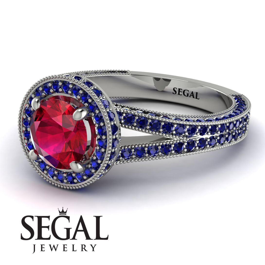 Milgrain Round Ruby Engagement Ring - Payton No. 72