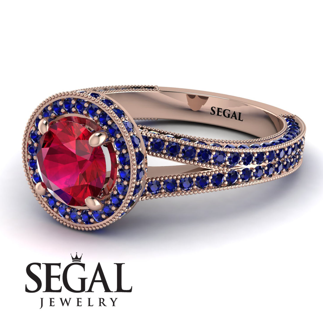 Milgrain Round Ruby Engagement Ring - Payton No. 71