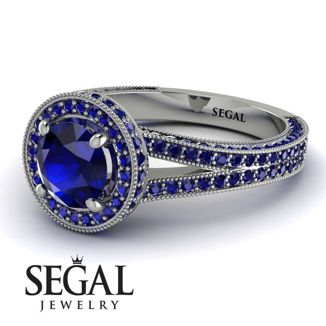 Milgrain Round Sapphire Engagement Ring - Payton No. 75