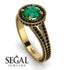 Milgrain Round Emerald Engagement Ring - Payton No. 34