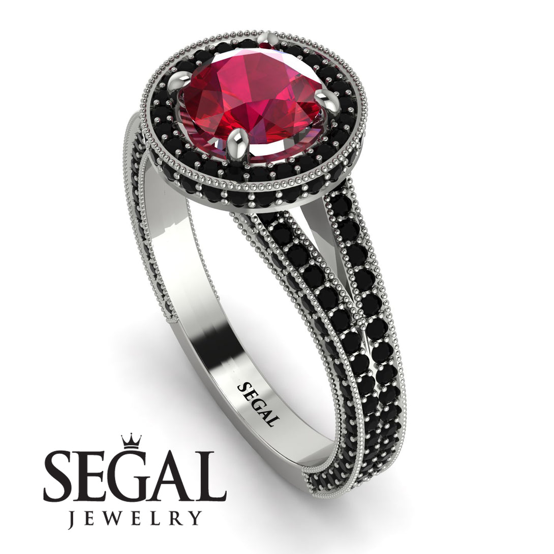 Milgrain Round Ruby Engagement Ring - Payton No. 42