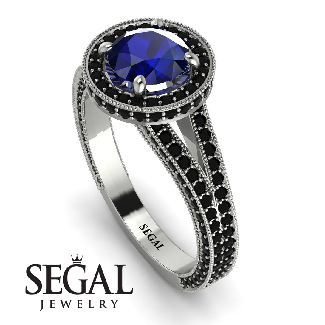 Milgrain Round Sapphire Engagement Ring - Payton No. 45