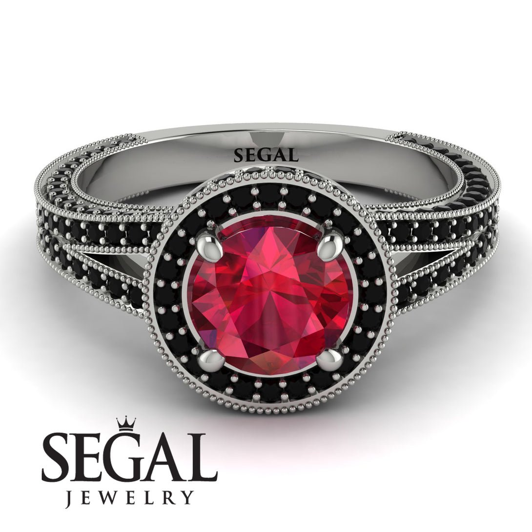 Milgrain Round Ruby Engagement Ring - Payton No. 42