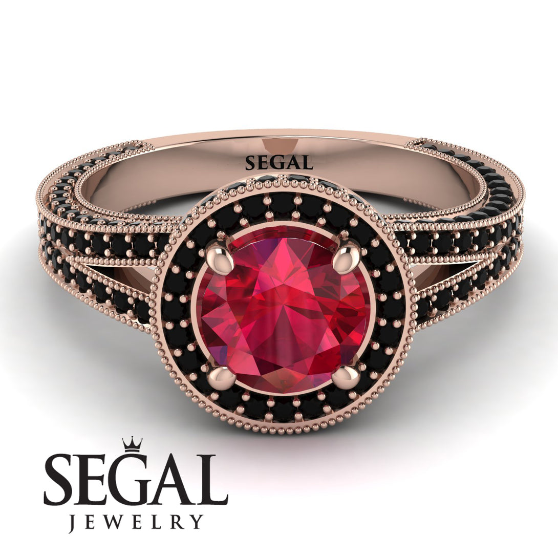 Milgrain Round Ruby Engagement Ring - Payton No. 41