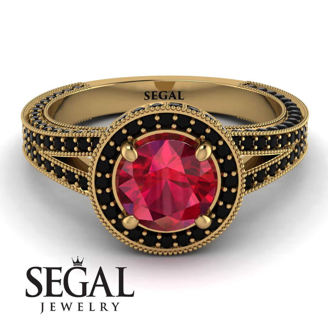 Milgrain Round Ruby Engagement Ring - Payton No. 40