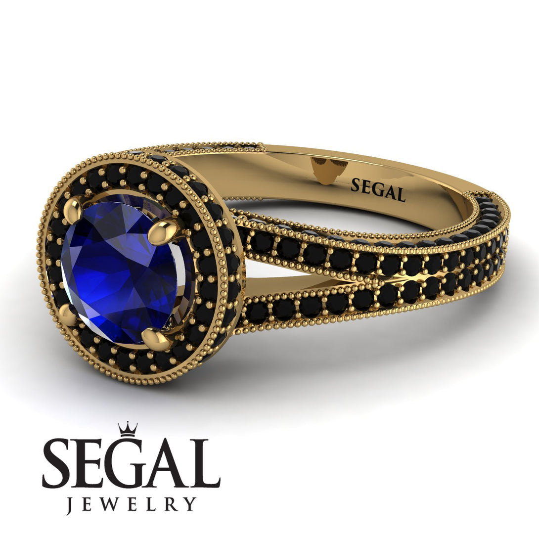 Milgrain Round Sapphire Engagement Ring - Payton No. 43