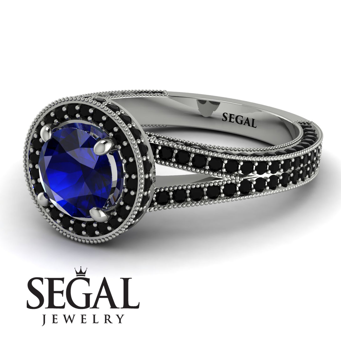 Milgrain Round Sapphire Engagement Ring - Payton No. 45