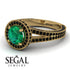 Milgrain Round Emerald Engagement Ring - Payton No. 34