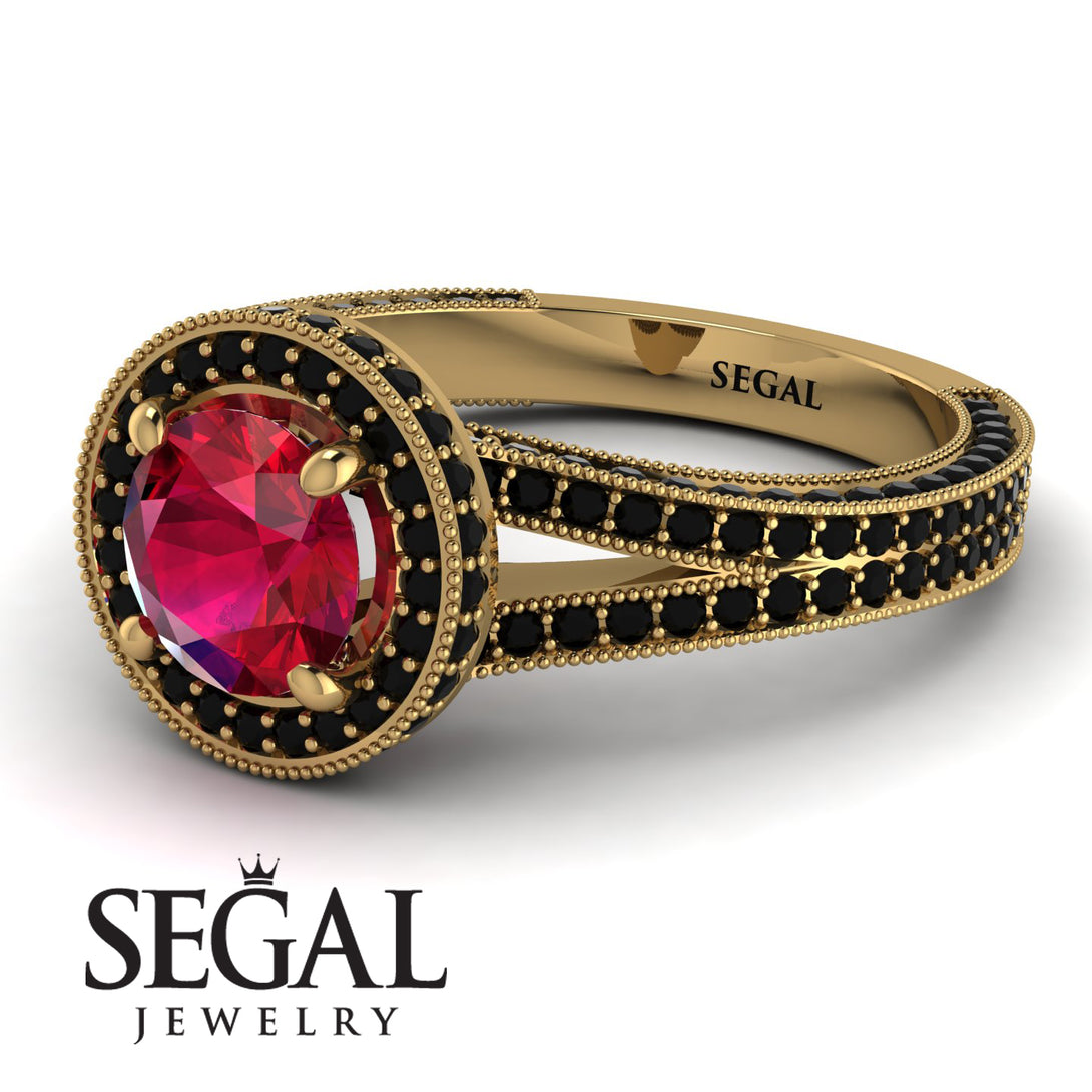 Milgrain Round Ruby Engagement Ring - Payton No. 40