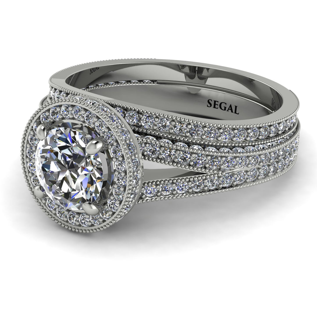 Milgrain Round Diamond Bridal Set - Payton No. 3