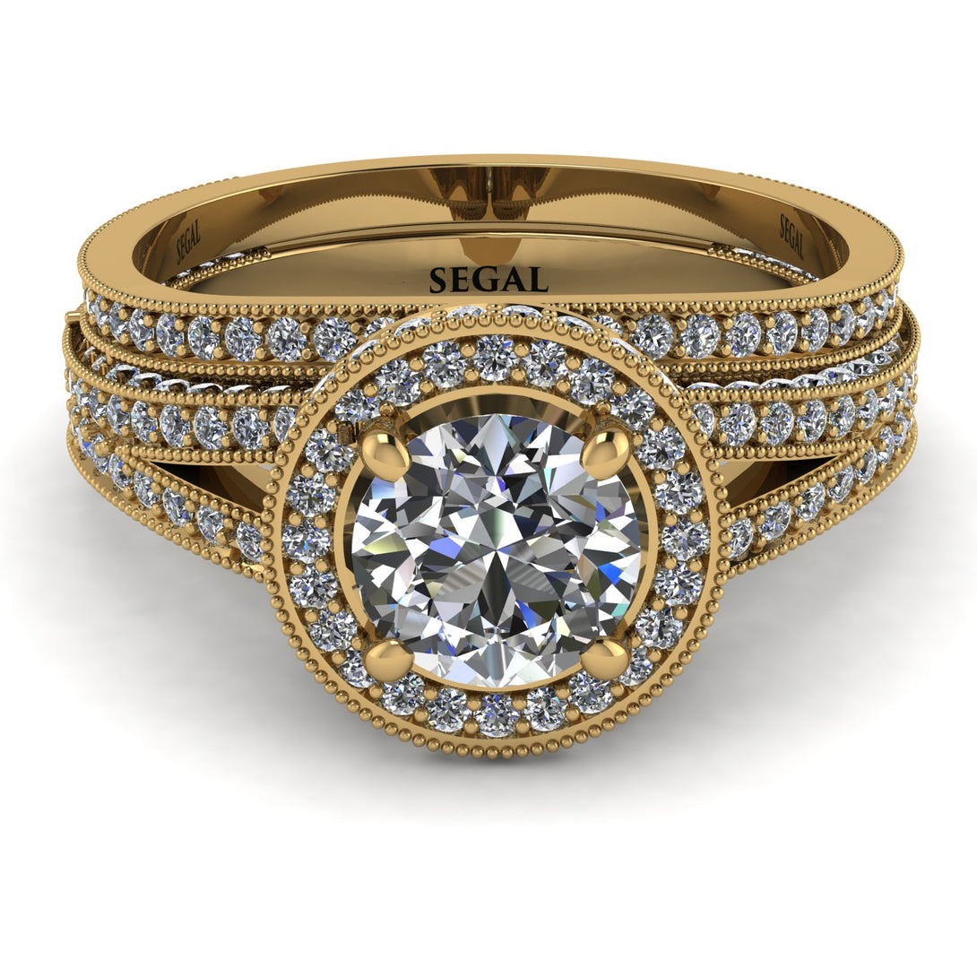 Milgrain Round Diamond Bridal Set - Payton No. 1