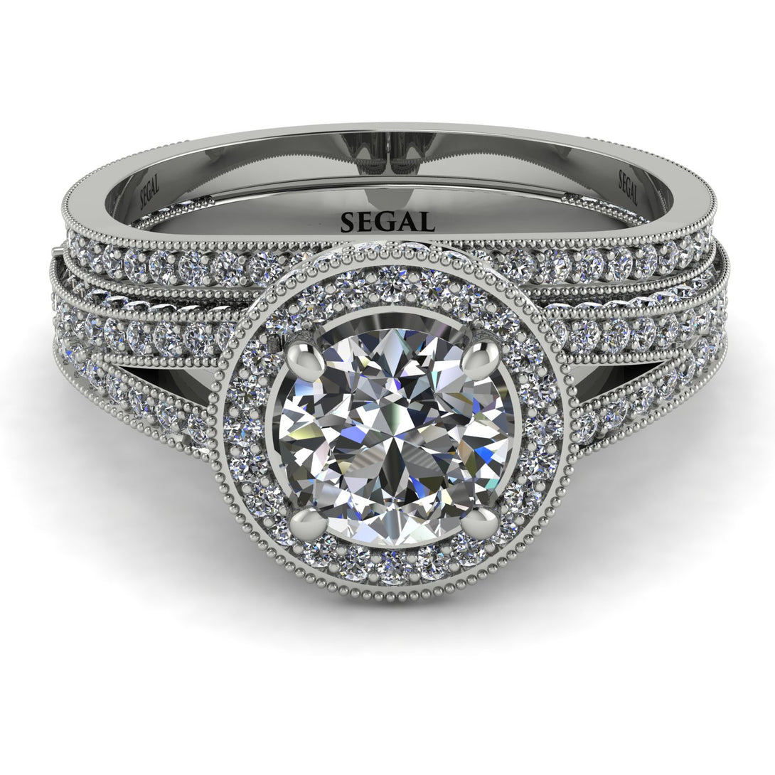Milgrain Round Diamond Bridal Set - Payton No. 3
