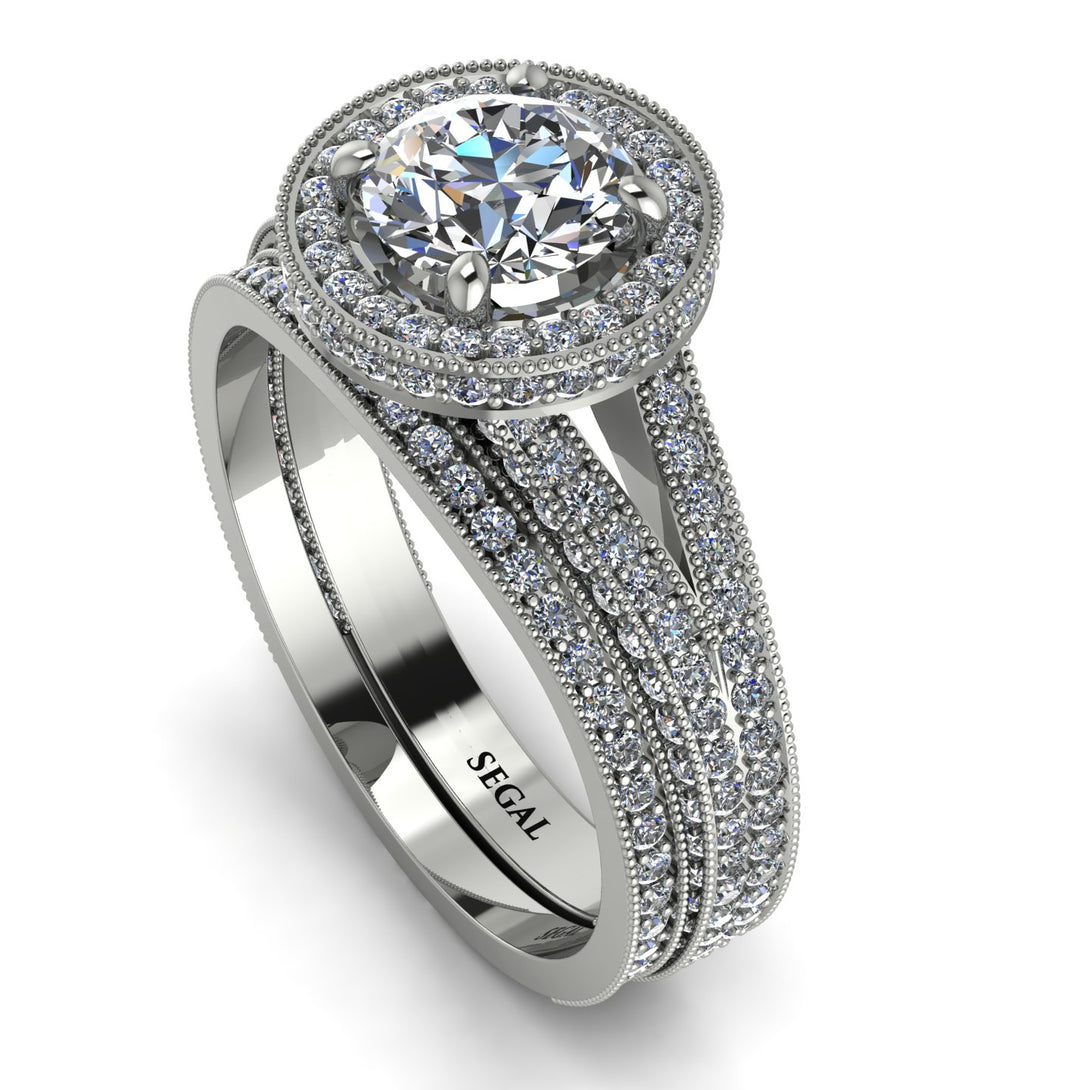 Milgrain Round Diamond Bridal Set - Payton No. 3