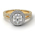 Two Tones Milgrain Round Diamond Engagement Ring - Payton No. 77