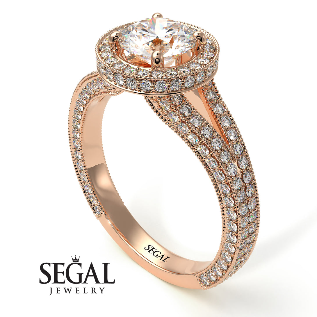 Milgrain Round Diamond Engagement Ring - Payton No. 2