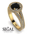 Milgrain Round Black Diamond Engagement Ring - Payton No. 7