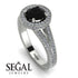 Milgrain Round Black Diamond Engagement Ring - Payton No. 9