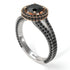 Two Tones Milgrain Round Black Diamond Engagement Ring - Payton No. 81