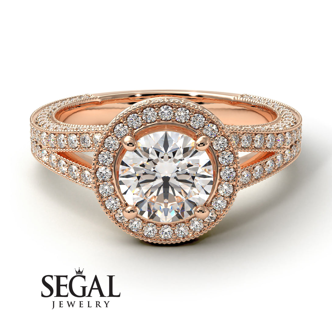 Milgrain Round Diamond Engagement Ring - Payton No. 2