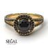 Milgrain Round Black Diamond Engagement Ring - Payton No. 37
