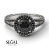 Milgrain Round Black Diamond Engagement Ring - Payton No. 39