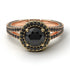 Two Tones Milgrain Round Black Diamond Engagement Ring - Payton No. 79