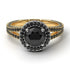 Two Tones Milgrain Round Black Diamond Engagement Ring - Payton No. 80