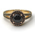 Two Tones Milgrain Round Black Diamond Engagement Ring - Payton No. 79