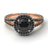 Two Tones Milgrain Round Black Diamond Engagement Ring - Payton No. 81
