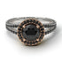 Two Tones Milgrain Round Black Diamond Engagement Ring - Payton No. 81