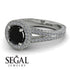Milgrain Round Black Diamond Engagement Ring - Payton No. 9