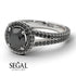 Milgrain Round Black Diamond Engagement Ring - Payton No. 39