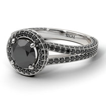 Milgrain Round Black Diamond Engagement Ring - Payton No. 39 image 1