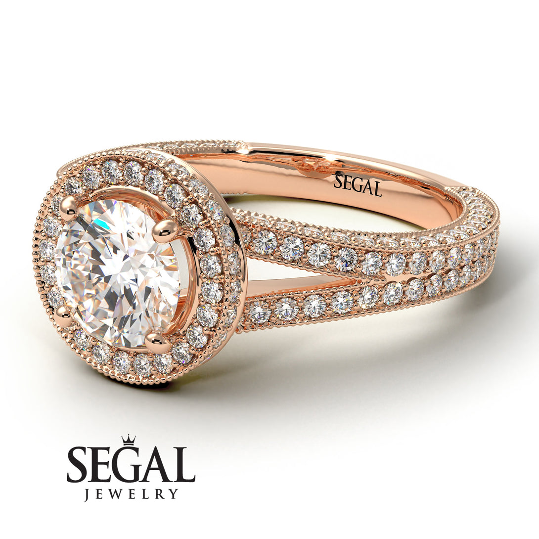Milgrain Round Diamond Engagement Ring - Payton No. 2
