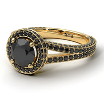 Milgrain Round Black Diamond Engagement Ring - Payton No. 37 image 1