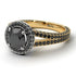 Two Tones Milgrain Round Black Diamond Engagement Ring - Payton No. 80
