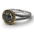 Two Tones Milgrain Round Black Diamond Engagement Ring - Payton No. 80