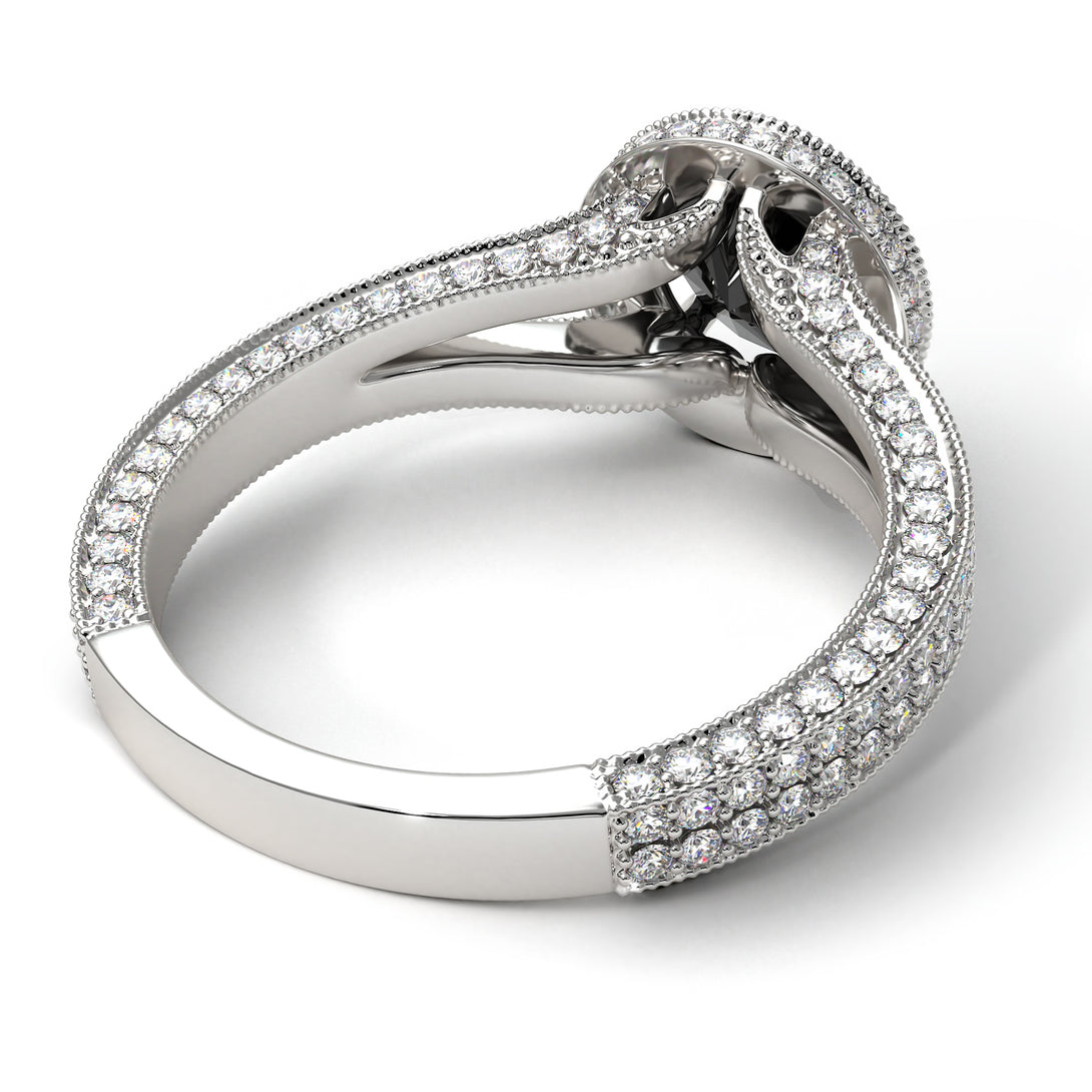 Milgrain Round Black Diamond Engagement Ring - Payton No. 9