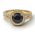 Milgrain Round Black Diamond Engagement Ring - Payton No. 7