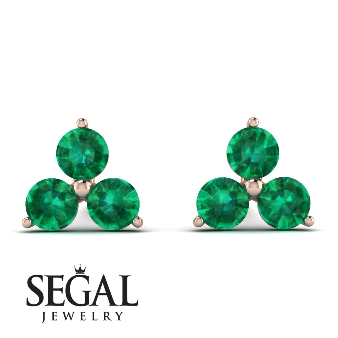 Minimalist Emerald Stud Earrings - Jillian No. 5